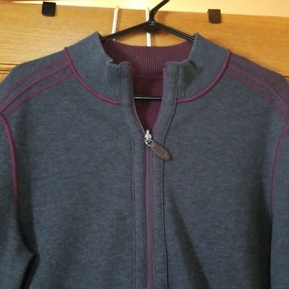 Reversable Gray and Purple Zipper Sweater - Picture 2 of 4